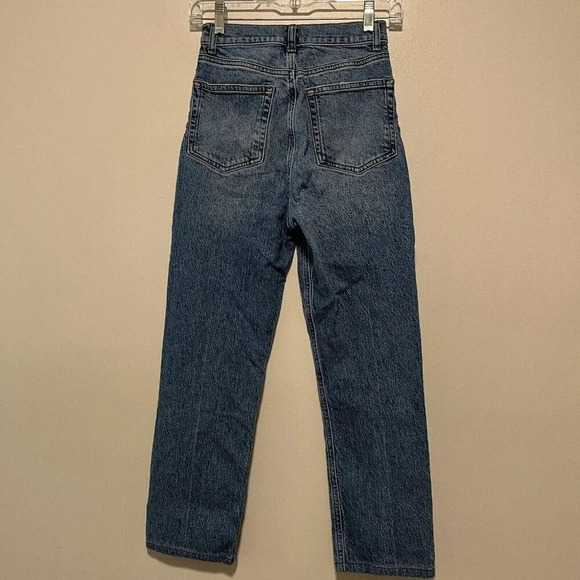 Reformation Liza Ultra High Rise Straight Organic Cotton Jeans in Blue‎ Malta 24 - Picture 6 of 10